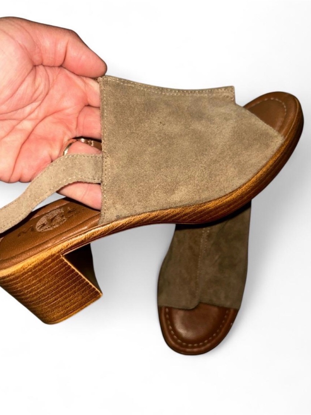Women’s Suede Slide Sandals in Taupe - Picture 2 of 4